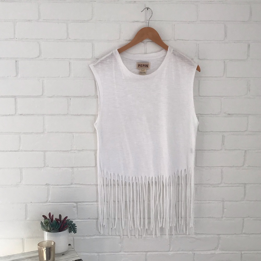 Anthropologie Pepin Fringe Muscle Tank